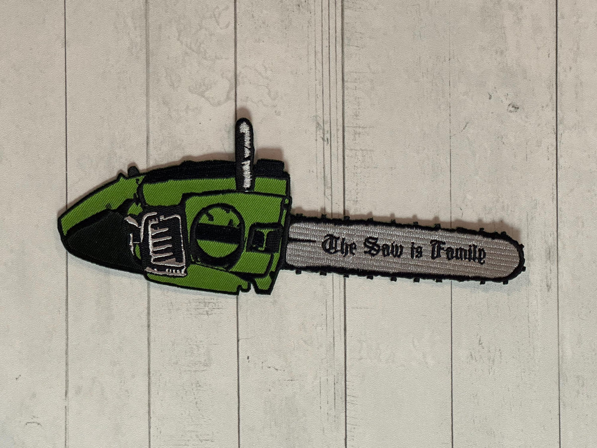 Horror Chainsaw Embroidered Patch with motto